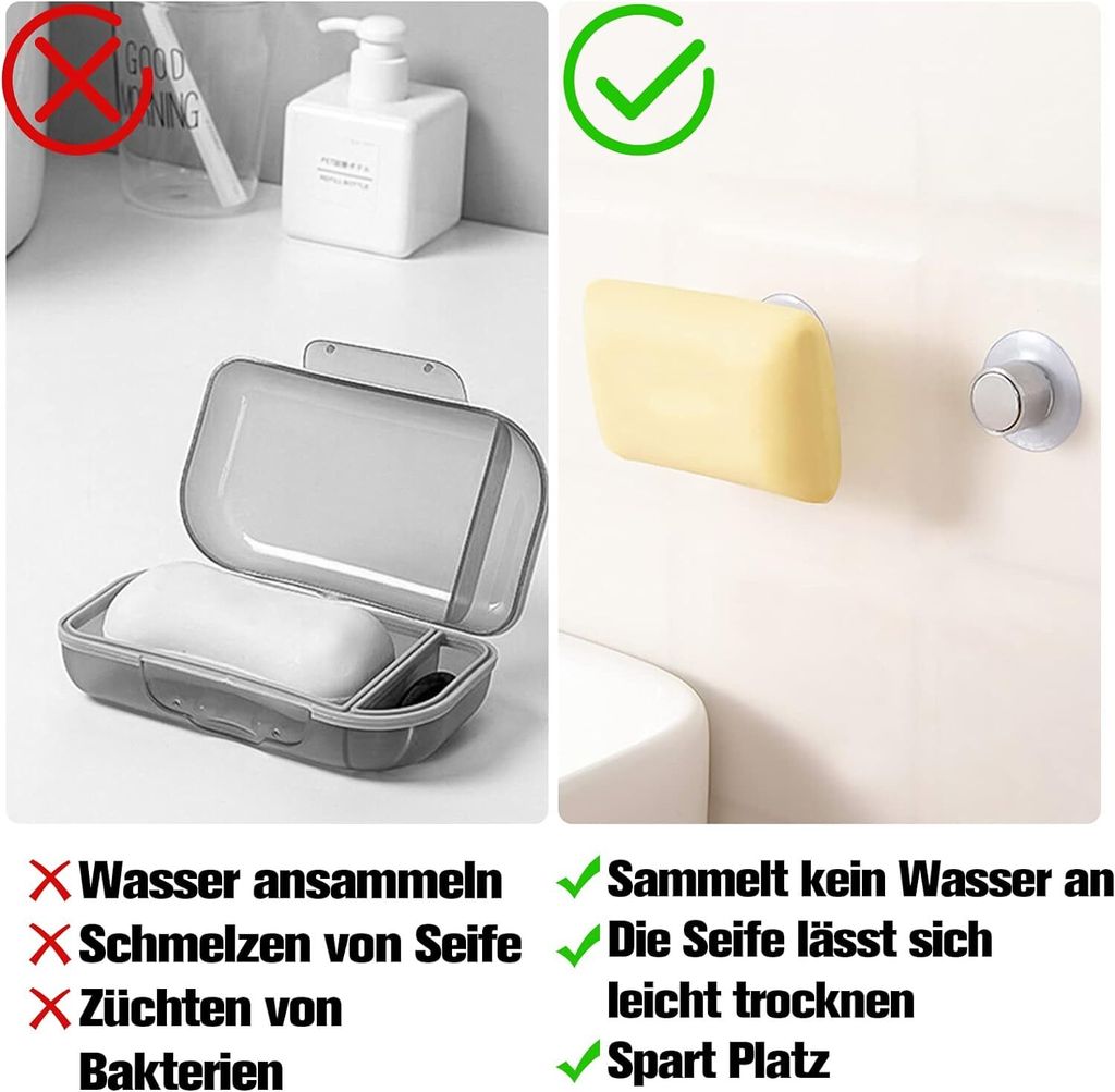 Sporgo 2 Stück Magnet Seifenhalter Ohne Bohren - Edelstahl Seifenhalter Mit Saugnapf Für Bad & Küche