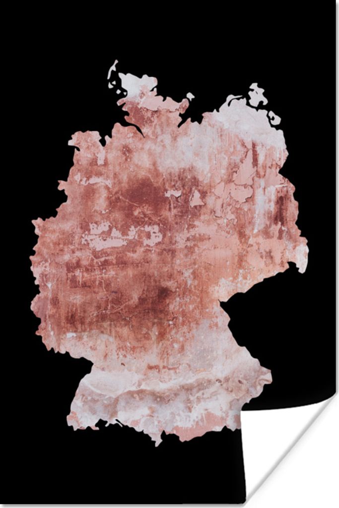 MuchoWow Poster Karte - Deutschland - Alte Rose 60x90 cm - Wanddekoration