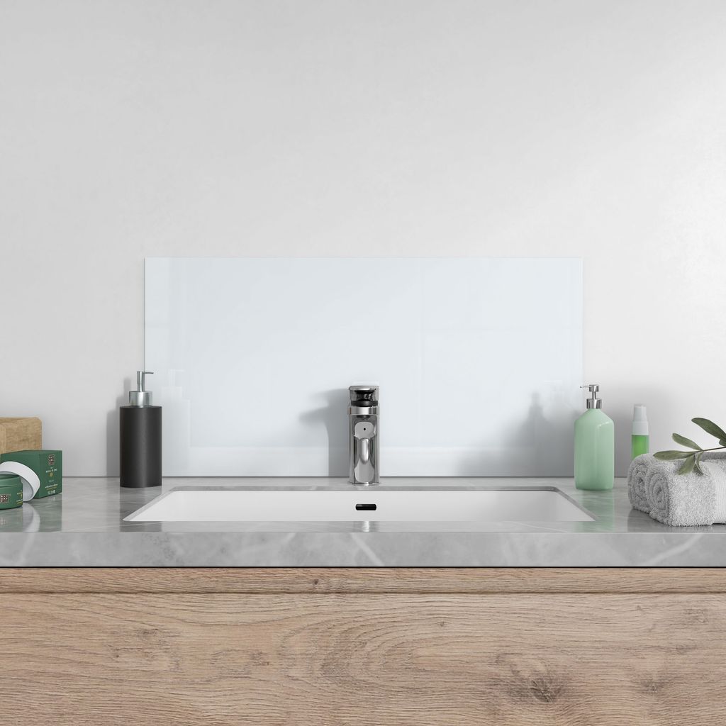 DEQORI Küchenrückwand Glas 80x40 cm 'Hellgrau' Spritzschutz Produktbild 4