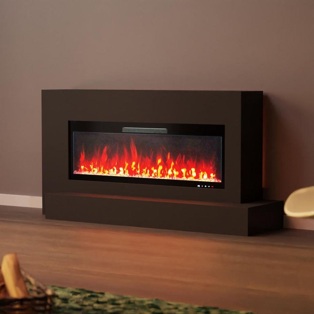 Glow Fire Elektrokamin 'Hestia 106 Rechts Schwarz' | LED Standkamin mit Heizung (1500 W) | HxBxT: 75x149x40 cm