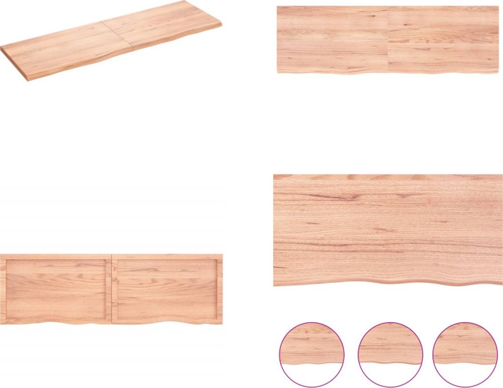 vidaXL Wandregal Hellbraun 160x50x(2 4) cm Massivholz Eiche Behandelt - Wandregal - Wandregale - Wandboard - Hängeregal