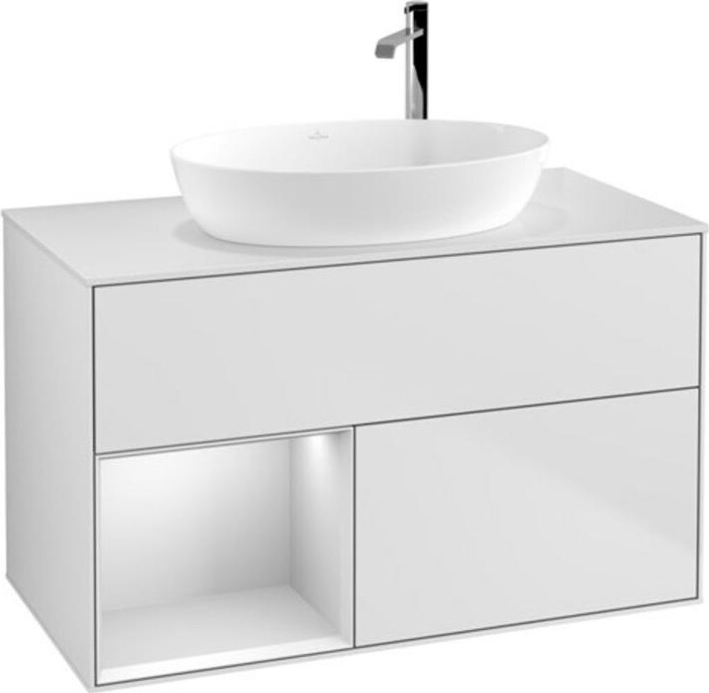 V&B Waschtischunterschrank Wandbeleuchtung Finion 100, Pl wh. m, Reg wh. m Lac, wh. m Lac