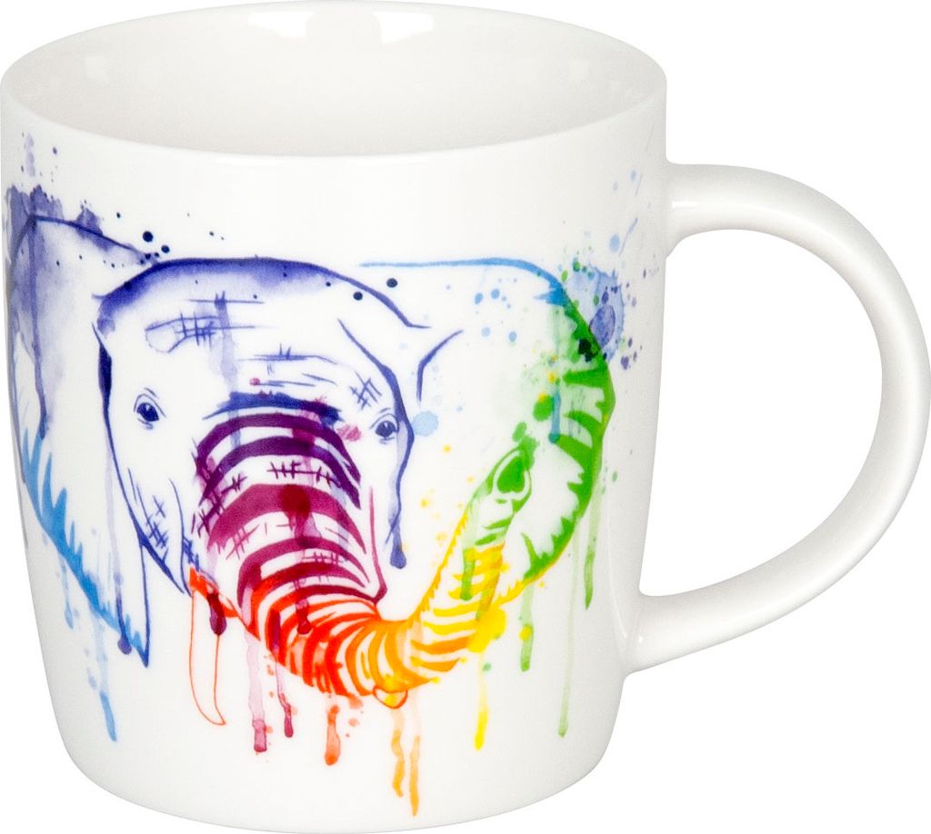 Könitz Watercoloured Animals Elephant Becher, Tasse, Kaffeetasse, Bone China, Elefant, 350 ml, 11 7 275 2348