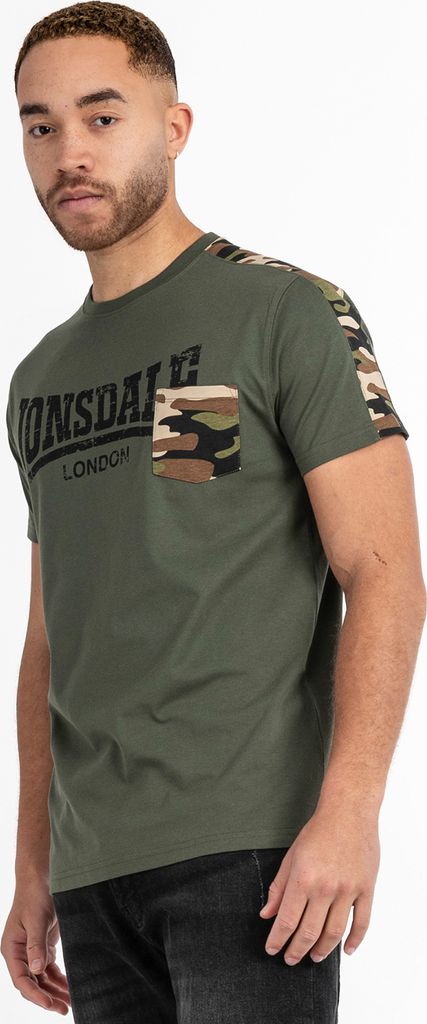 Herren T-Shirt normale Passform HUXTER Olive/Black XL Lonsdale