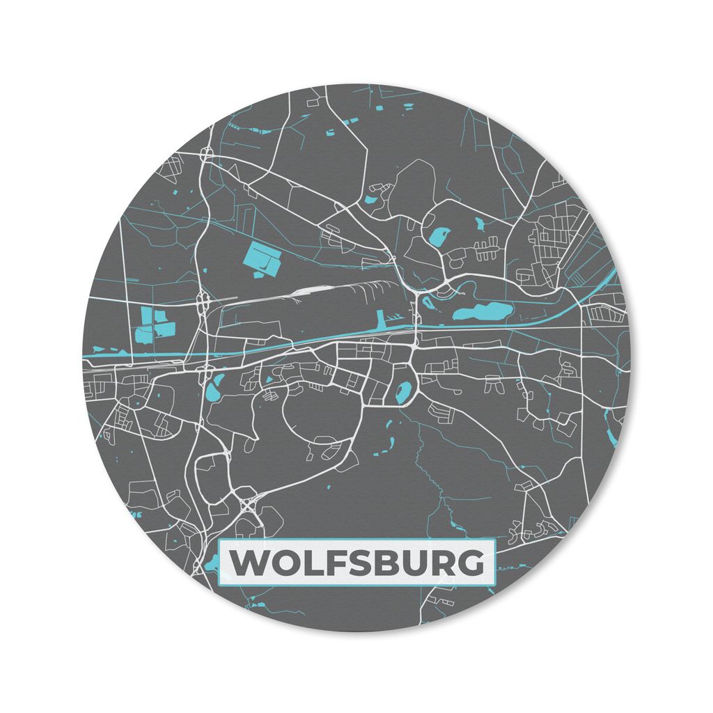 MuchoWow Mauspad Mousepad Blau - Deutschland - Karte - Stadtplan - Wolfsburg 20x20 cm - Mousepads - Maus Mat - Pad - Mausunterlage - Schreibtisch...