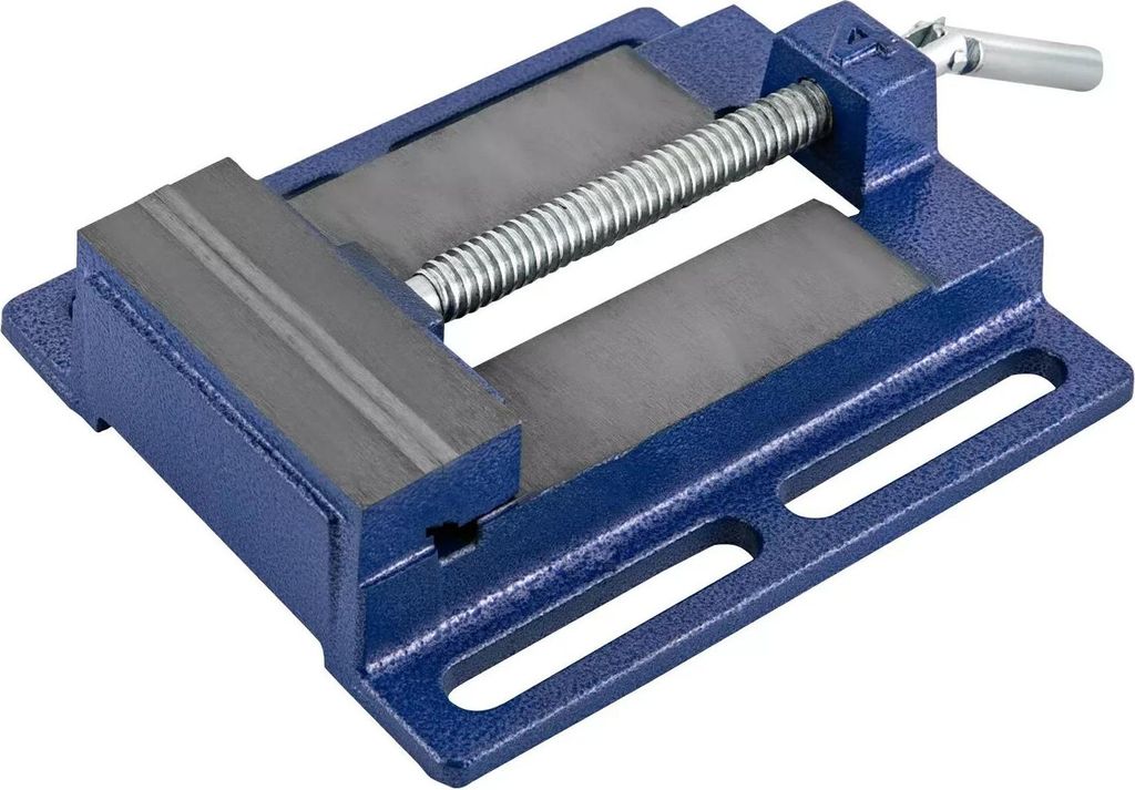 Bohrmaschinen-Schraubstock - Für Säulenbohrmaschine - Gusseisen - Stahlbacken 45# - Backenbreite 9,9 cm - Spannweite 10 cm - Geschlitzte rutschfe...