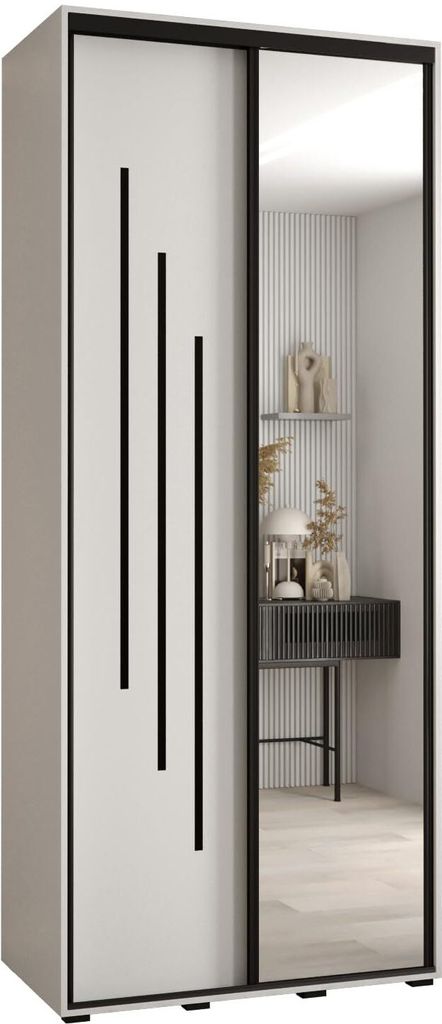 MEBLE KRYSPOL Davos 9 Schrank, zwei Türen - 235,2x100x60 cm - Weiß Weiß Schwarz