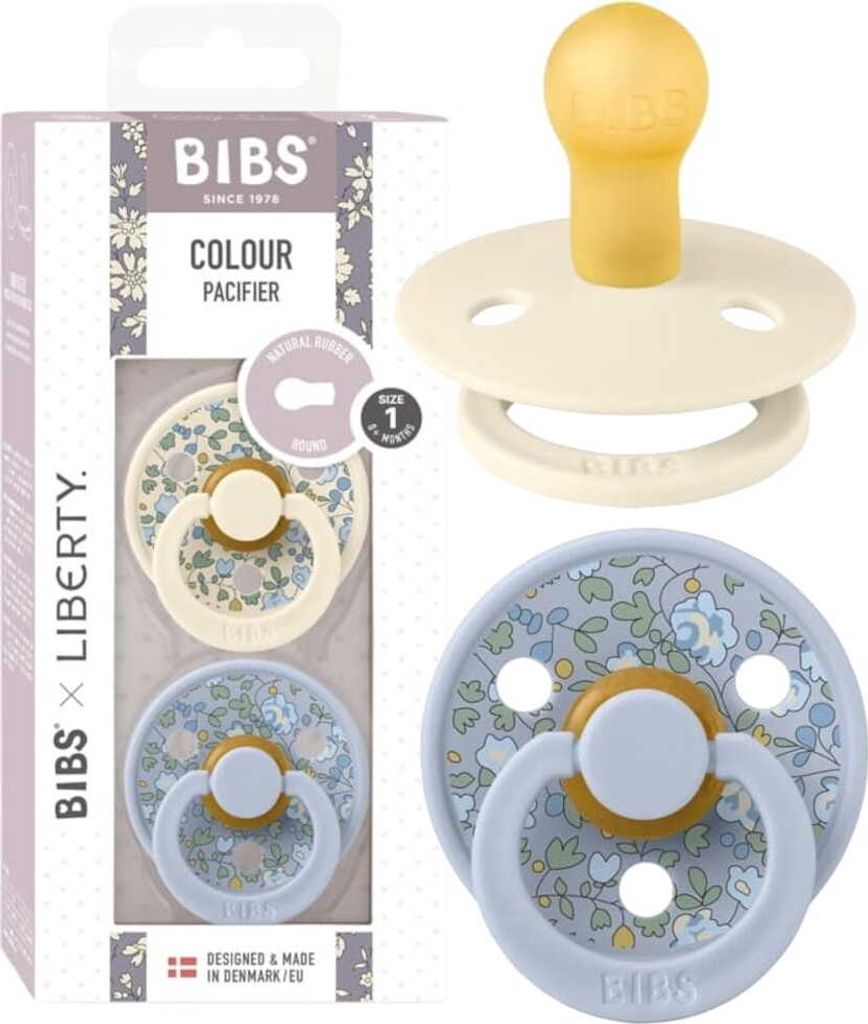 BiBs X Liberty Eloise Schnuller - 0-6 Monate - 2 Stück - Dusty Blue Mix