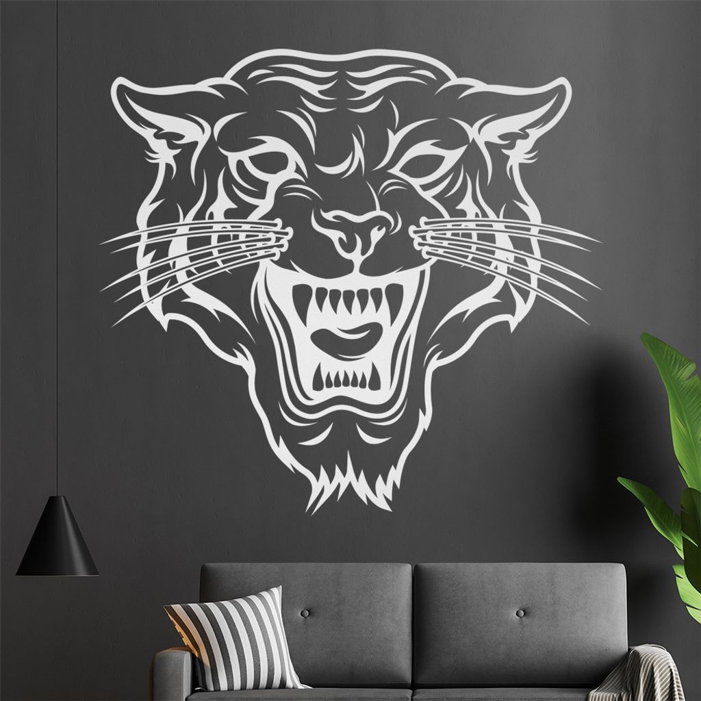 KIWISTAR Tiger Aggression bruellend Grosskatze Wandtattoo in 6 Größen - Wandaufkleber Wall Sticker - Dekoration, Küche, Wohnzimmer, Schlafzimmer...