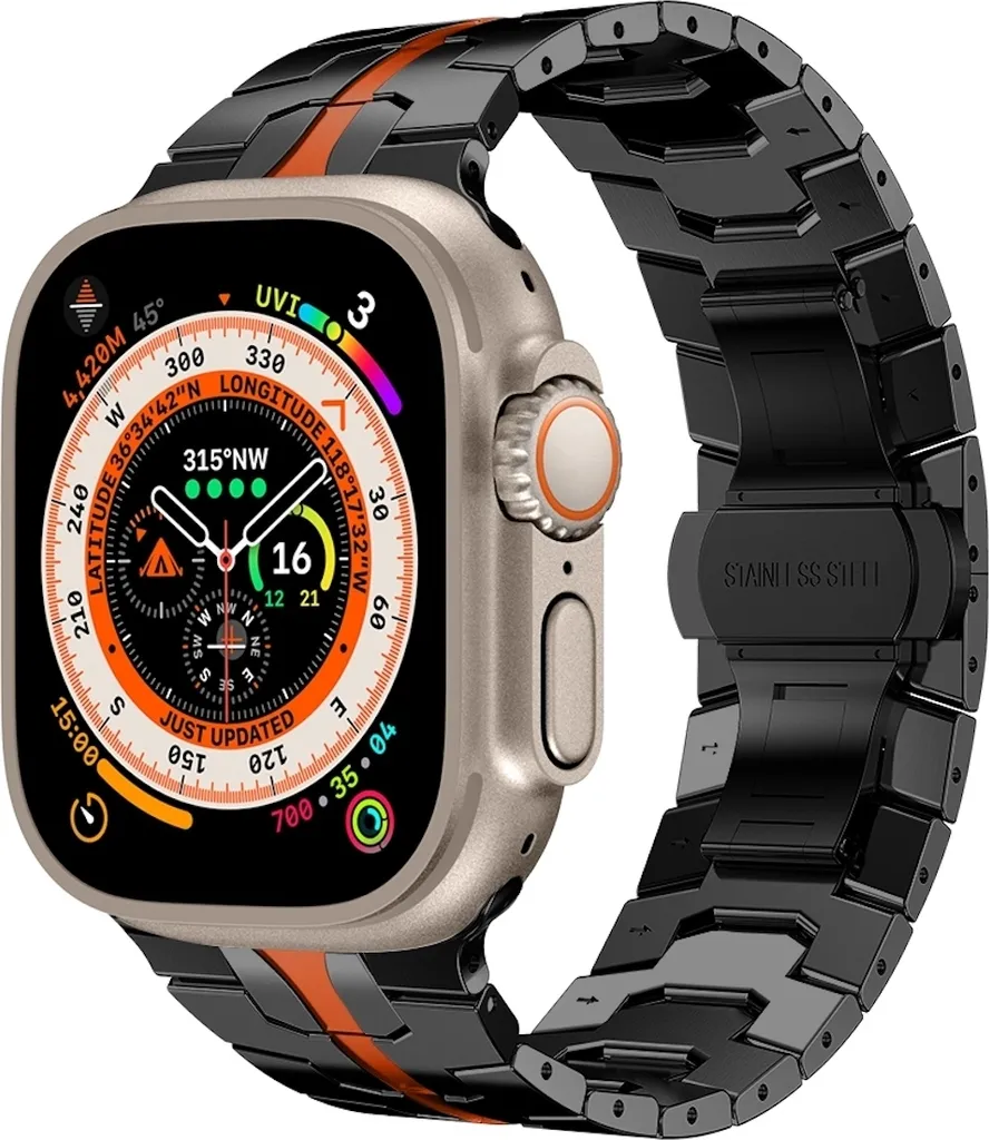 Bracelet acier Apple Watch anti-usure, remplacement fiable noir rouge