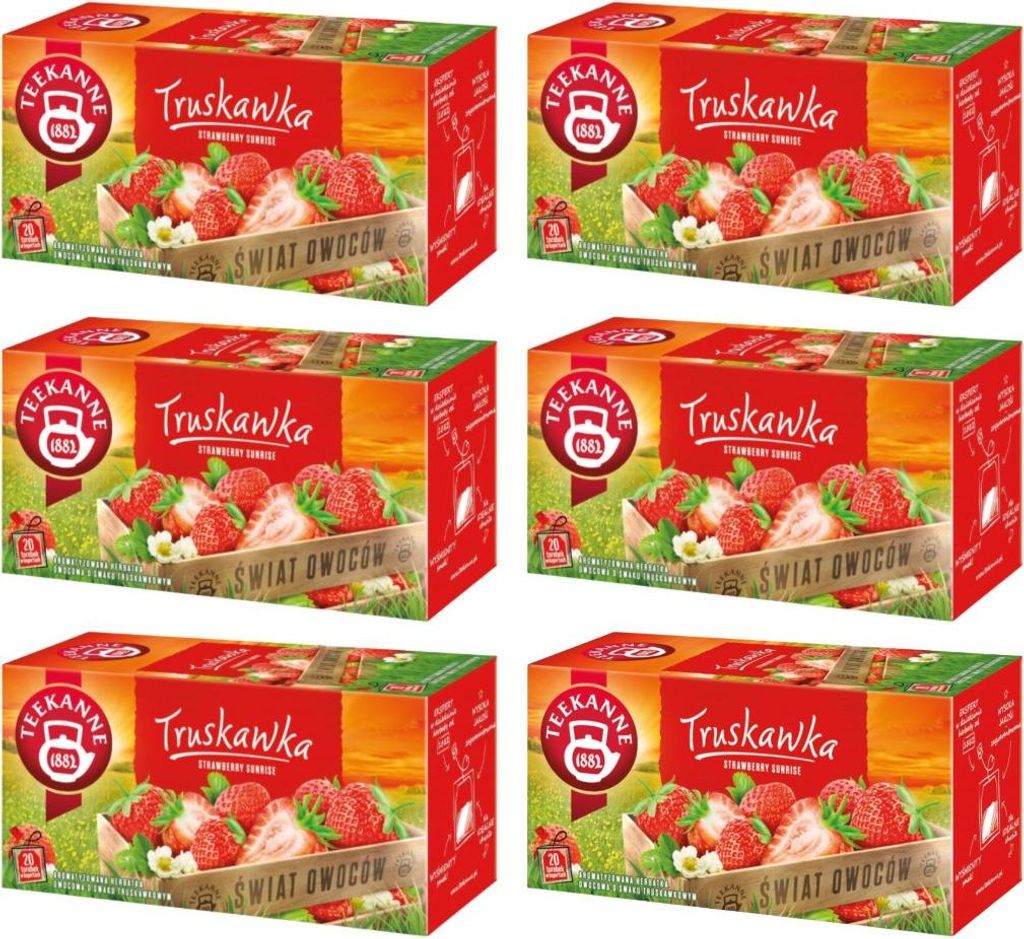 Teekanne Erdbeere Tee 6x 20 Teebeutel - Erdbeer Früchtetee Produktbild 