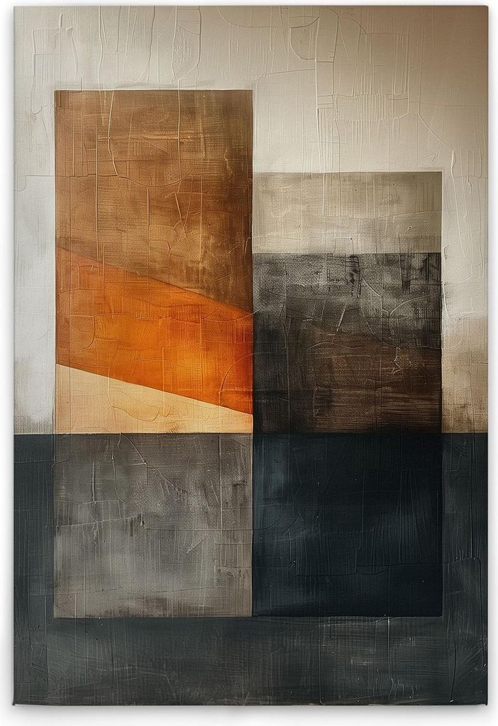 TADESSI Leinwandbild Block Kunstflächen - Wandbild 60 x 90 cm - Kunstdruck auf Leinwand in Beige Orange - M1-No.52242