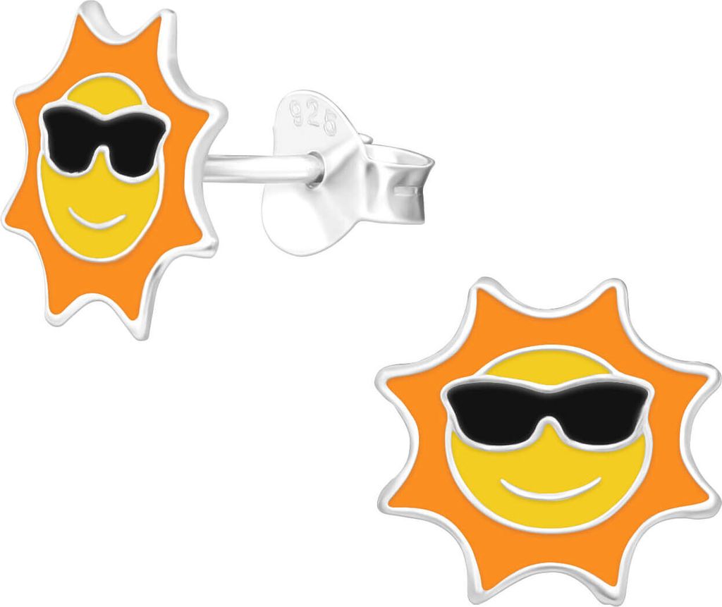 Ohrstecker 925 Sterling Silber mit Sonne und Sonnenbrille Produktbild 