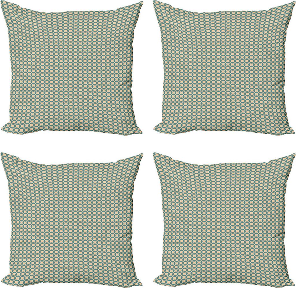 ABAKUHAUS abstrakte Geometrie Kissenbezug Set (4 Stück), rhythmische Flora, Moderner Doppelseitiger Digitaldruck, 45 cm x 45 cm, Blasse Pfirsich-K...