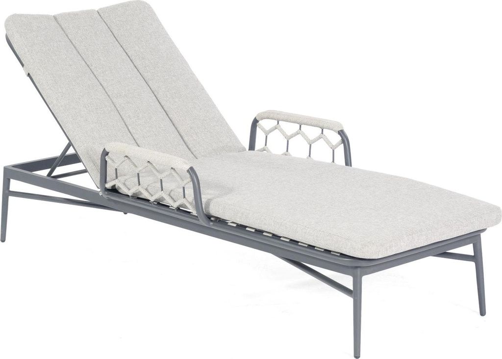 Sonnenpartner Yale Lounge-Liege Gartenliege Sonnenliege mit Polyrope silbergrau