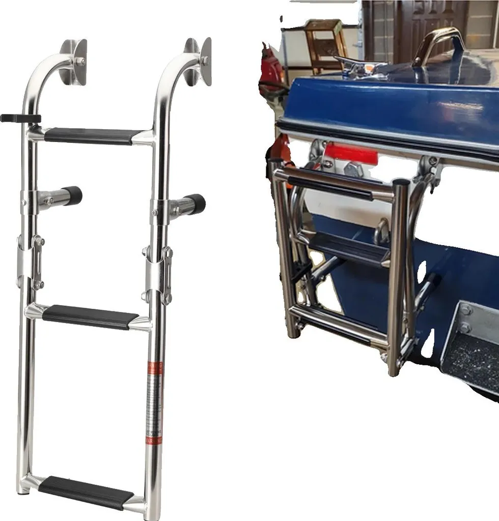 Échelle de bain télescopique pour bateau inox avec marches de sécurité