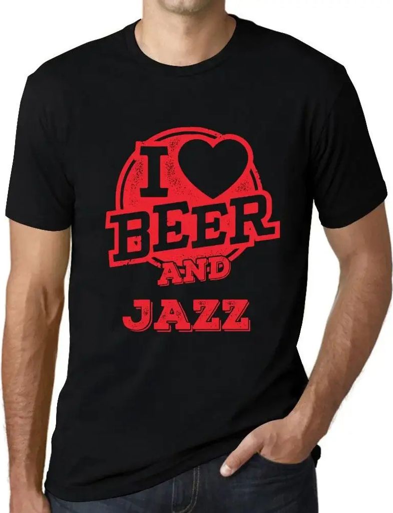 Herren Grafik T-Shirt Ich liebe Bier und Jazz – I Love Beer And Jazz – Öko-Verantwortlich Vintage Jahrgang Kurzarm Lustige Druck Geburtstag Ge...