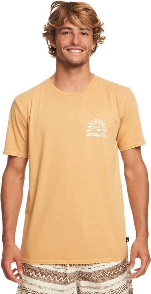 T-shirt Homme Quiksilver Earthy Type Jaune Taille M en jersey de coton bio