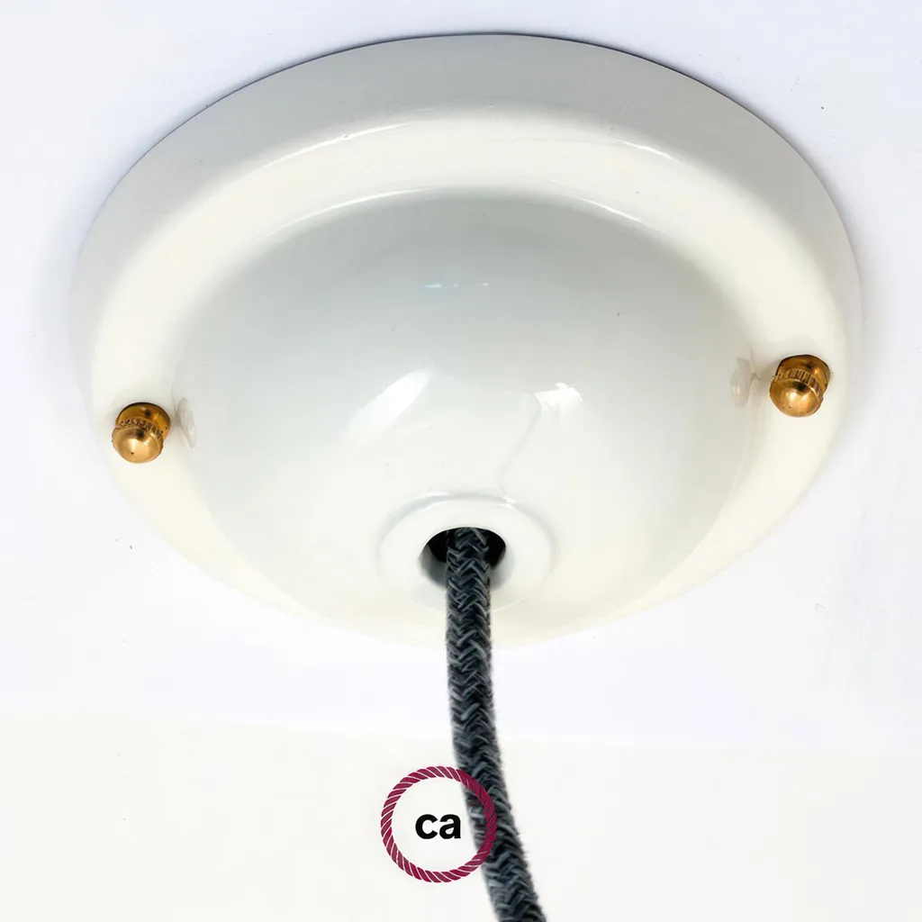 Pavillon de Plafond en Céramique Blanche Kit Rosette pour Lampe Suspendue