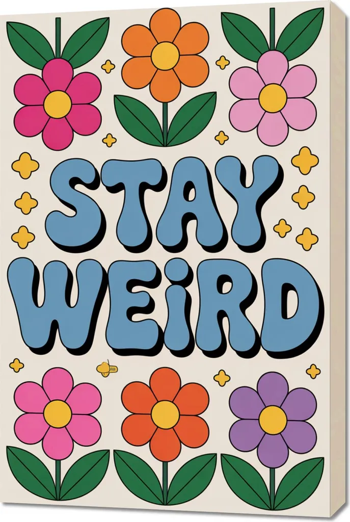 Quadro Motivazionale Stay Weird 60x90 Vintage - Arredamento Retro Salotto