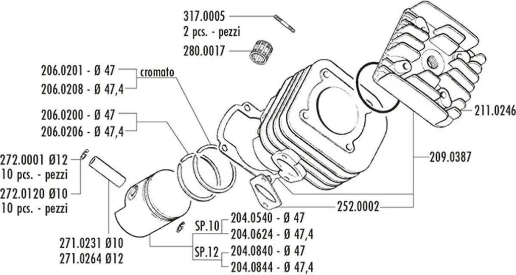 Kit Cylindre de Course Polini 12mm - Optimisation Moteur pour Compétition - 2