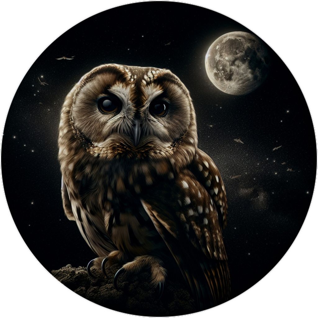 Eule bei Nacht Magnet mit Flaschenöffner rund