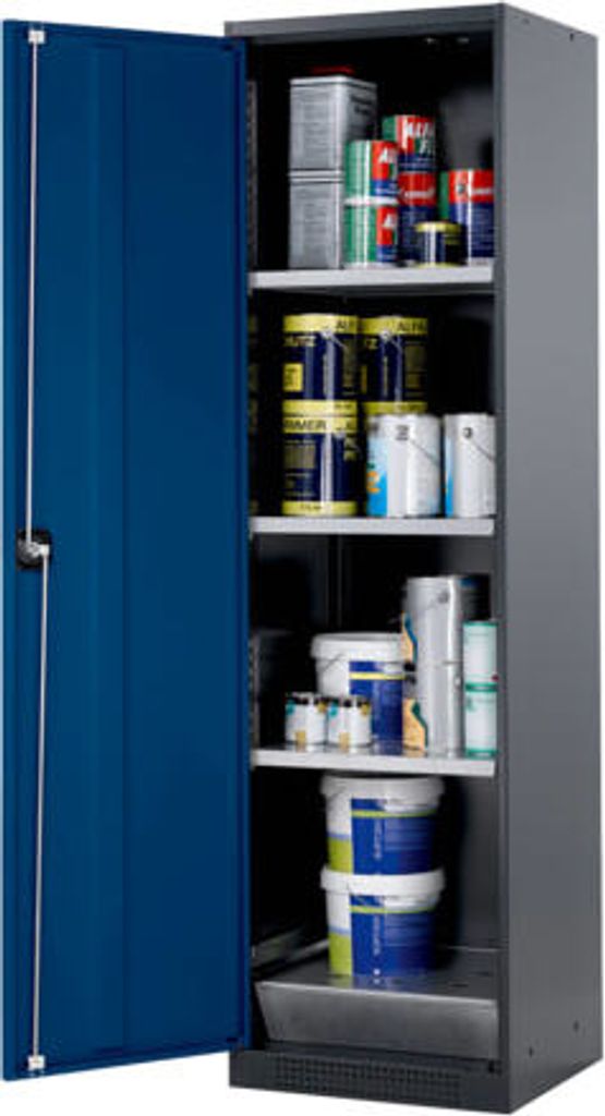 Chemikalienschrank - Flügeltür, resedagrün - Türanschlag rechts - 3 Fachböden - 1.950 x 545 x 520 mm - Stahl, verzinkt