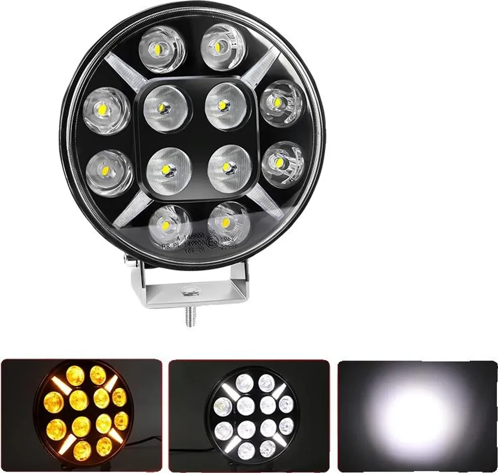 Lampe LED 120W puissante et étanche IP68 clignotante format 7 pouces