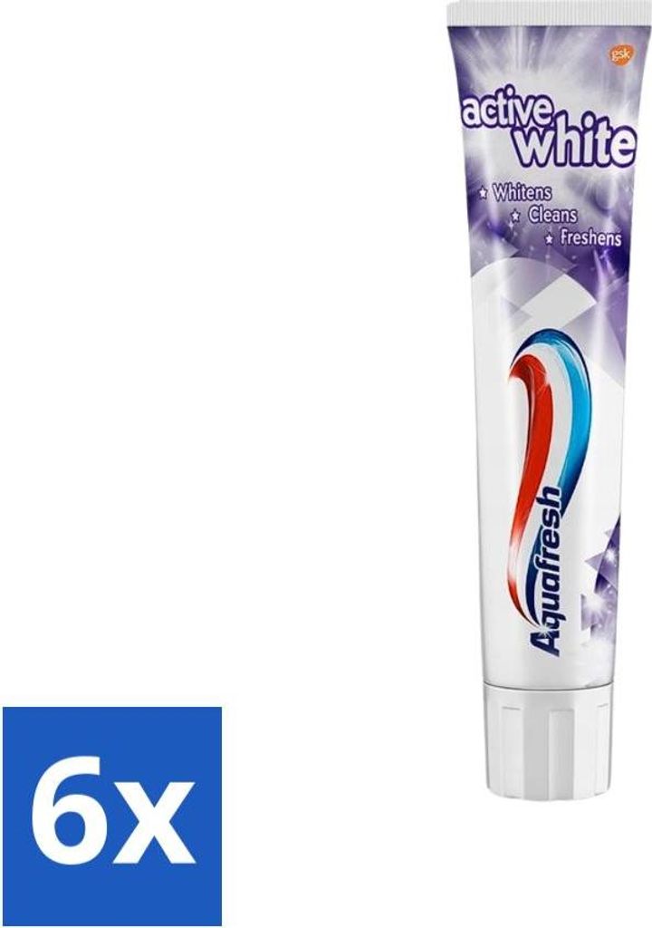 Aquafresh Zahnpasta – Whitening – Strahlend weiße Zähne – 100 ml - Vorteilspack - 6 Stücke