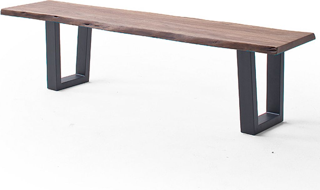 Esszimmer Sitzbank mit 160 cm Breite, Akazie massiv, walnussfarben lackiert - COSENZA-06