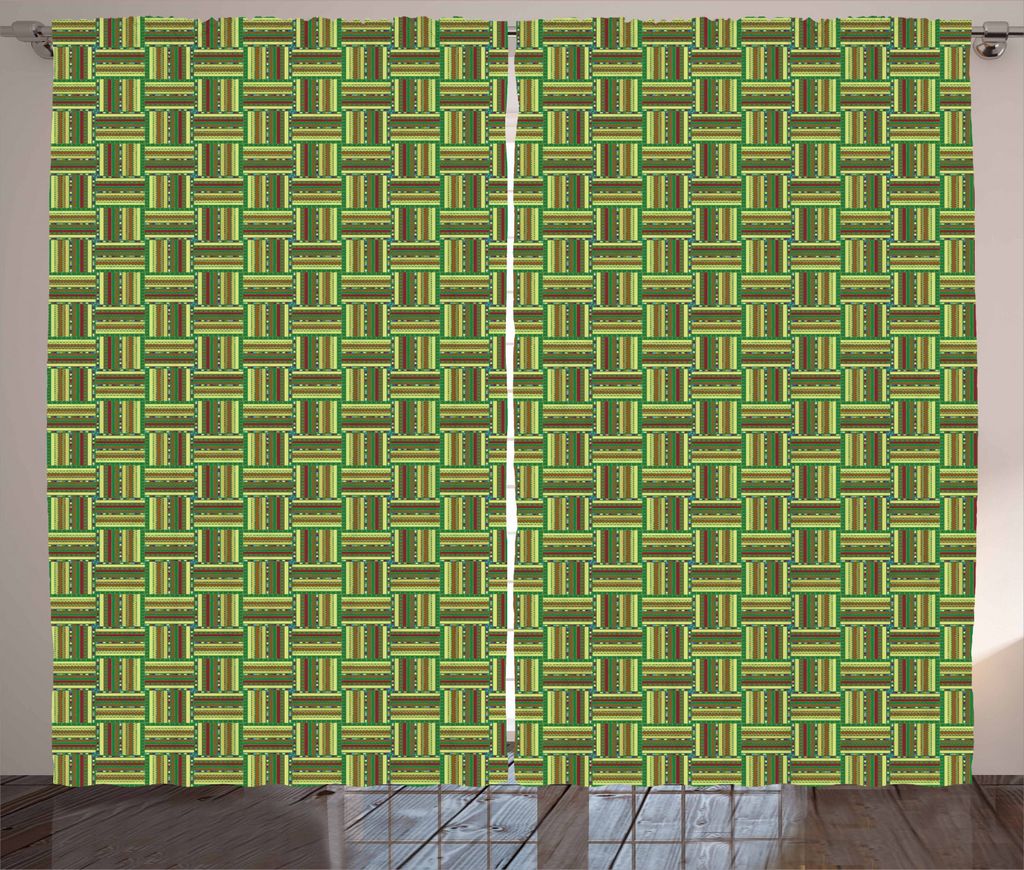 ABAKUHAUS Ethnisch Rustikaler Vorhang, Tribal Streifenmotive, Wohnzimmer Universalband Gardinen mit Schlaufen und Haken, 280 x 225 cm, Mehrfarbig