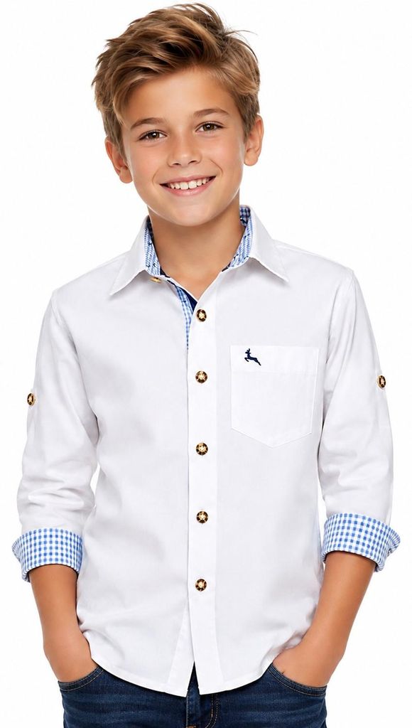 Isar-Trachten Kinder Trachtenhemd "Luis" Hirschmotiv 48202 Produktbild 