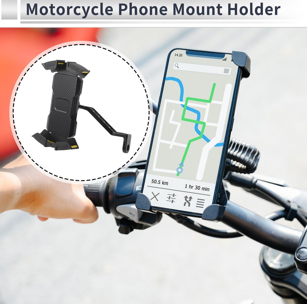 Motorrad Handy Halterung Motorrad Handy Montage Halterung für Rückspiegel Halterung Passt 4.7"-6.8" / 119.38-172.72mm Smartphones Gelb