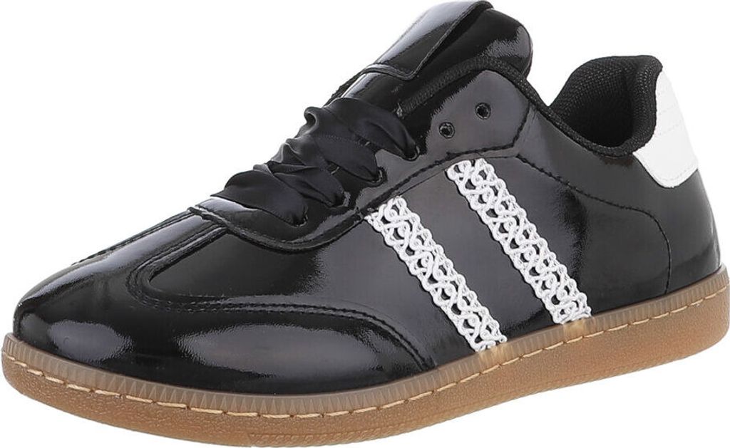 Ital-Design Damen Freizeitschuhe Textiloptik, Lederoptik Sneakers Low 88828516 Schwarz Gr. 40