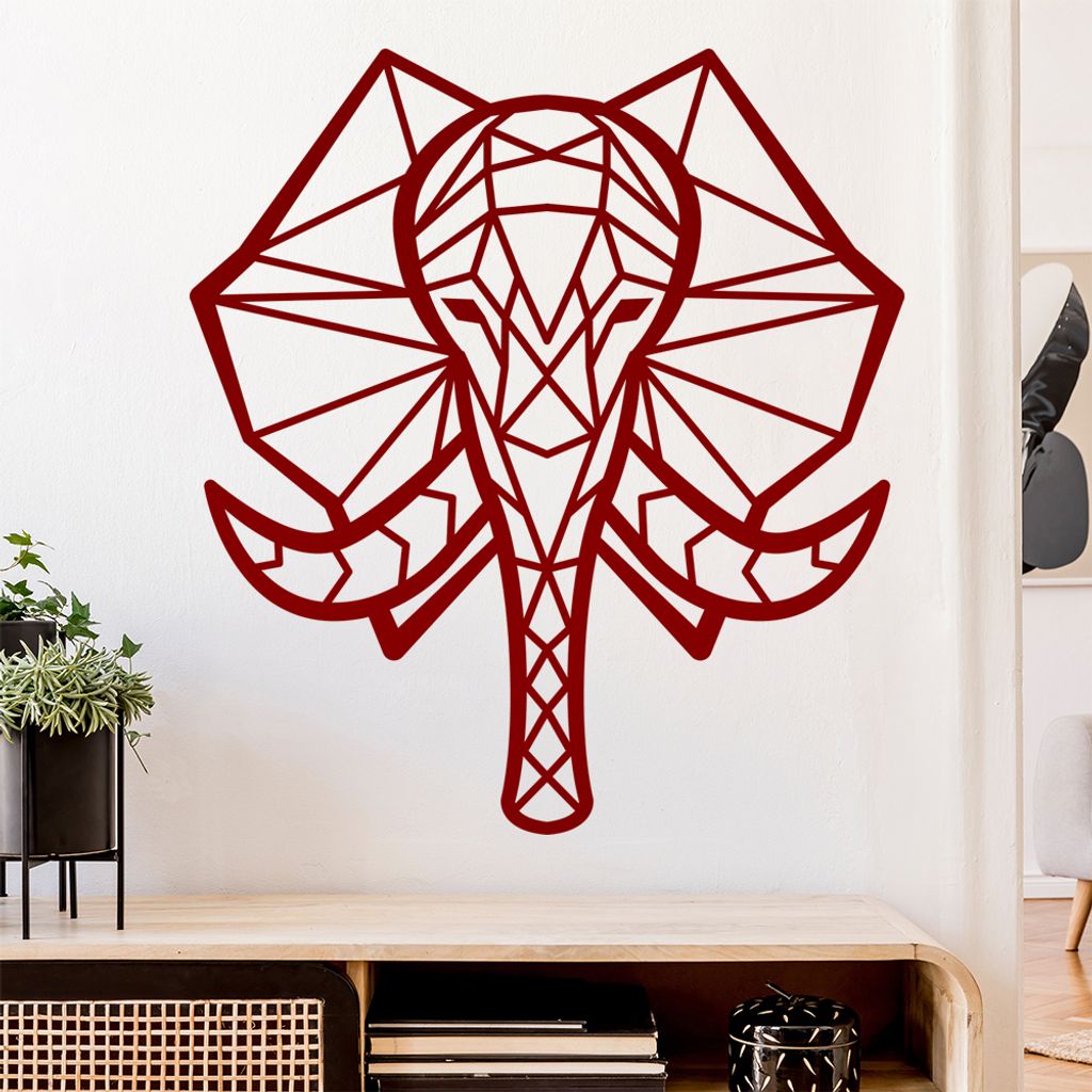 Elefant Rüssel Polygon Wandtattoo Wandaufkleber Wall Sticker - Dekoration, Küche, Wohnzimmer, Schlafzimmer, Badezimmer
