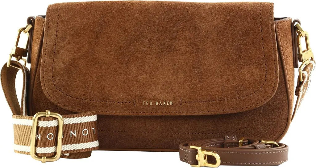 Sac à épaule crossbody marron en daim véritable pour femme chic