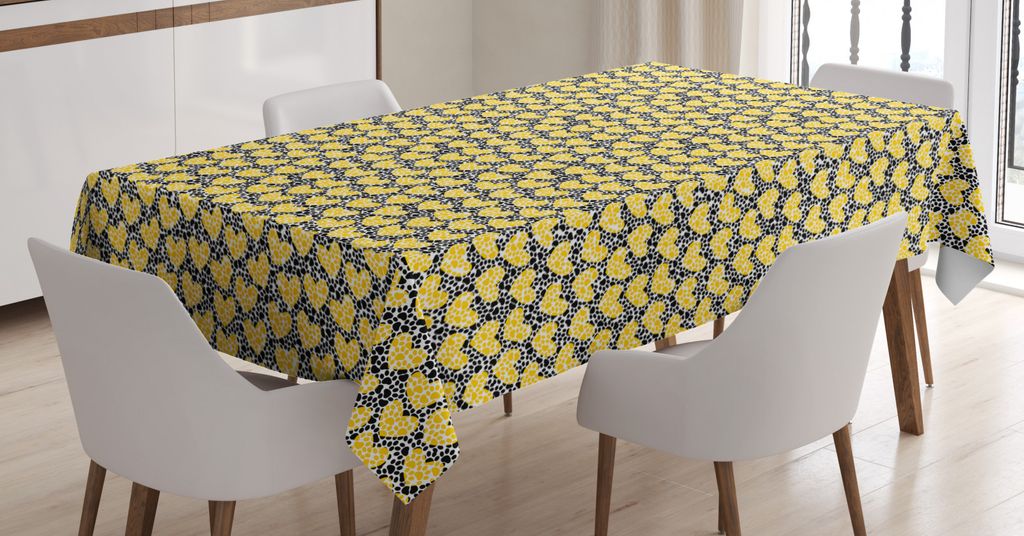 ABAKUHAUS Herzen Tischdecke, Die Spuren der Hundetatze druckt, Personalisierter Druck Klare Farben ohne Verblassen Waschbar für Außen Bereich, 14...