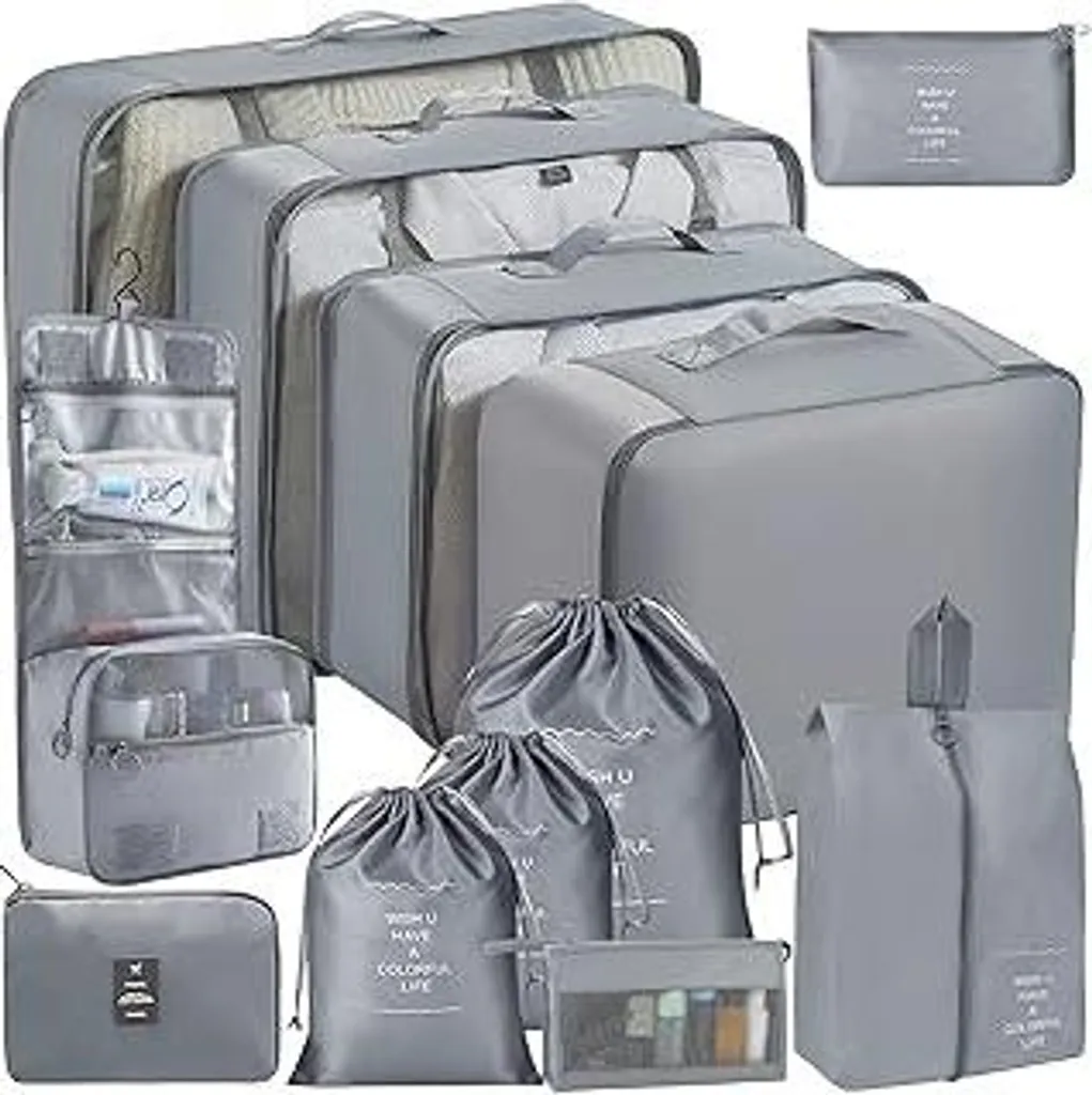 Must-Have Viaggi: Set 12 Pezzi Organizer SaiXuan Grigio - Packing Cubes