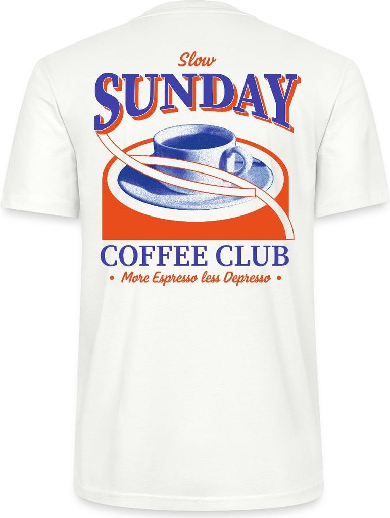 Spreadshirt Slow Sunday Coffee Club stzlischer coffee print Uni Bio T-Shirt, XL, Weiß