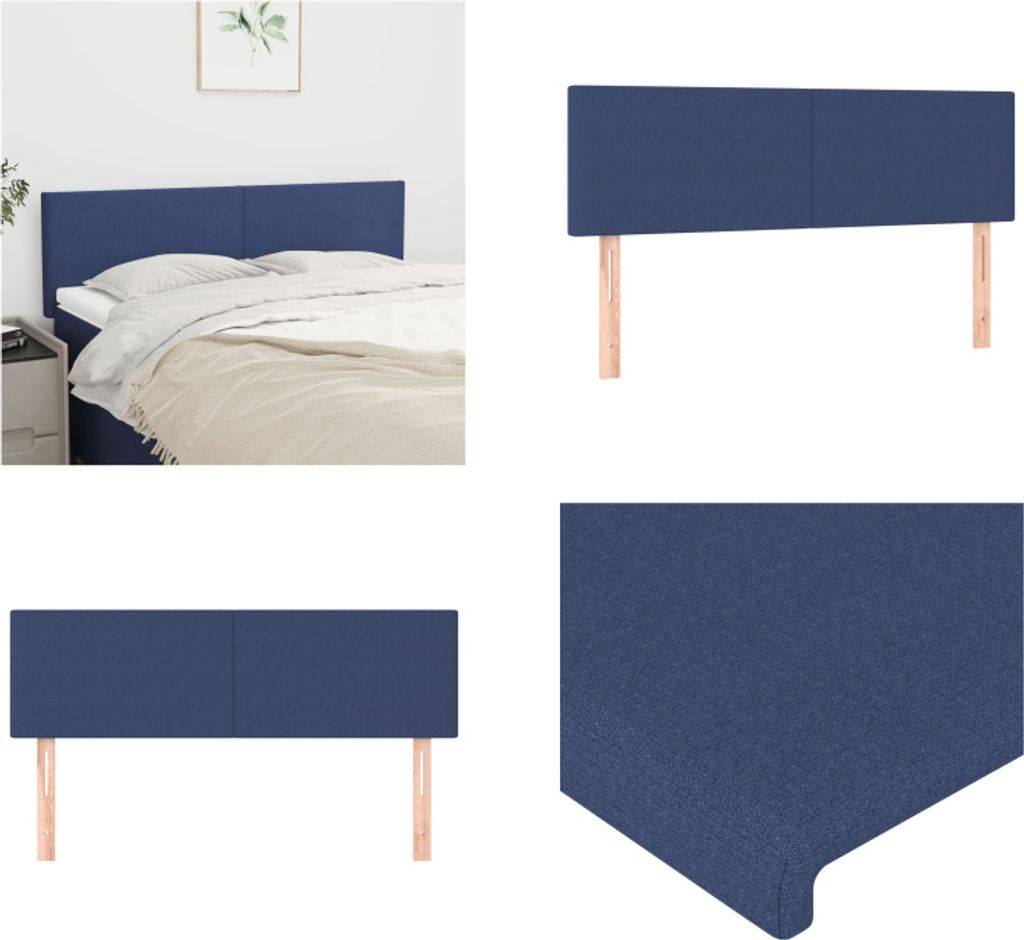 vidaXL Kopfteile 2 Stk. Blau 72x5x78/88 cm Stoff - Kopfteil - Kopfteile - Bett-Kopfteil - Bettkopfteil
