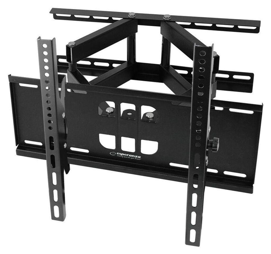 A black metal TV wall mount is shown against a white background.