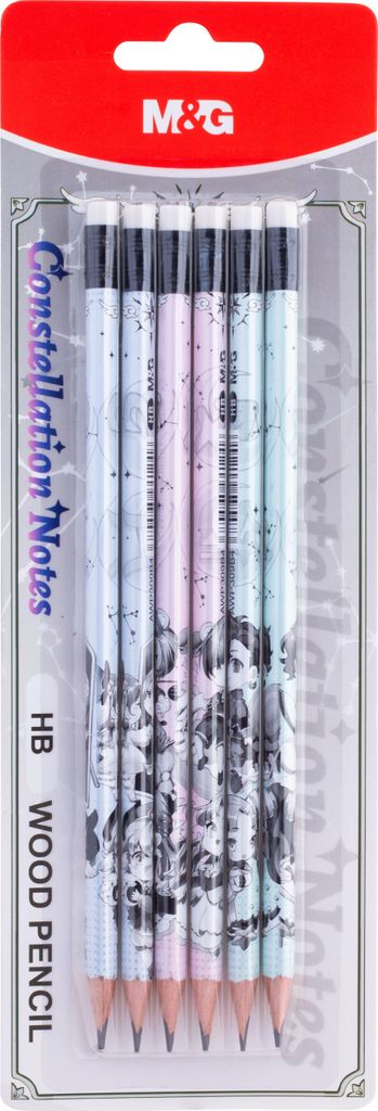 Satz von 6 HB Manga Anime M&G Bleistifte Blister
