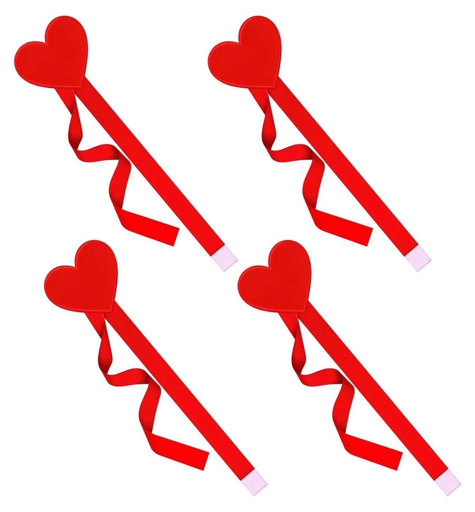 4er-Set dekorative Satinschleifen mit Klettband, Herzmuster, ideal für Valentinstag, Hochzeiten, Geburtstage und als Möbeldekoration.