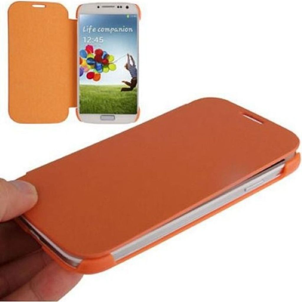 Handyhülle Schutzhülle (Flip Quer) für Handy Samsung Galaxy S4 GT-I9500 / GT-I9505 / LTE+ GT-I9506 / Value Edition GT-I9515 orange