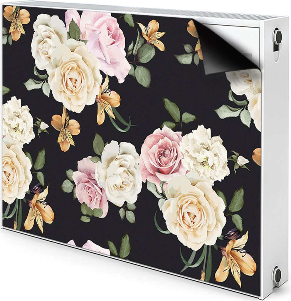 Magnet Radiator Magnet Mat Heizkörper Heizung Verkleidung Abdeckung 100x60 cm - Vintage, Rosen
