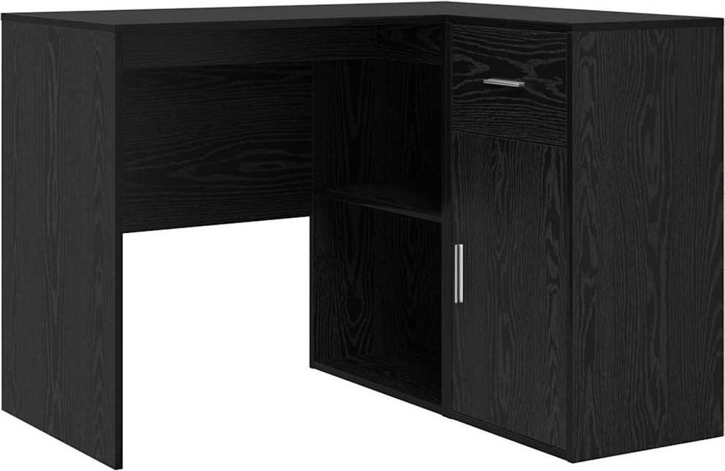 Eck-Schreibtisch Schwarz Eichen-Optik 102 x 88 x 75 cm