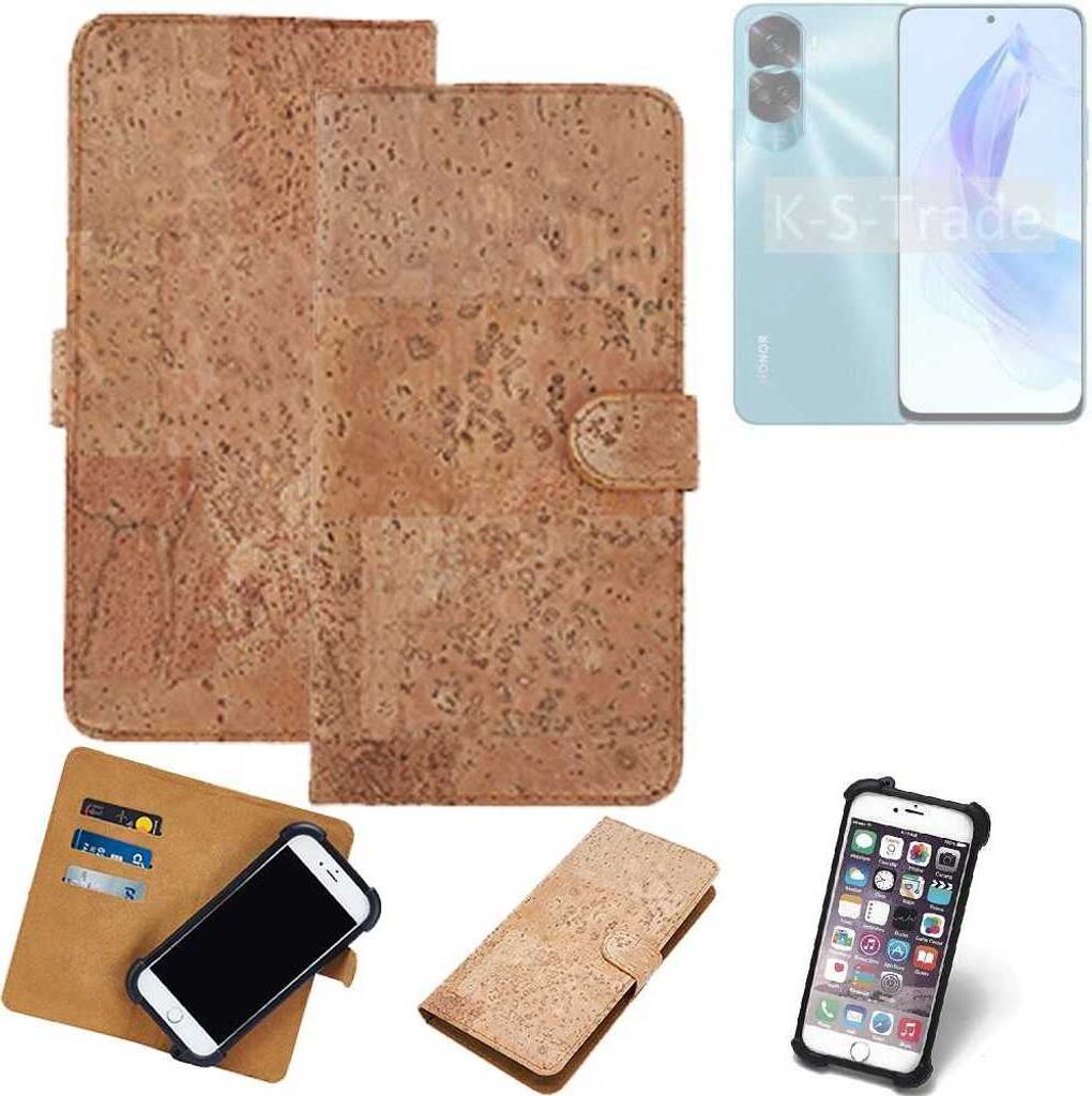 K-S-Trade Hülle kompatibel mit Honor 90 Lite Kork Handyhülle Cover Schutzhülle TPU Case Bumper in Hellbraun, (1x)