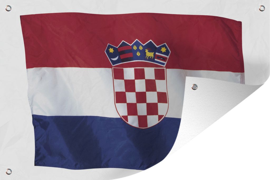 MuchoWow 90x60 cm Outdoor-Poster Gartendeko Sichtschutz Garten Poster für den Garten Kroatische Flagge auf weißem Hintergrund