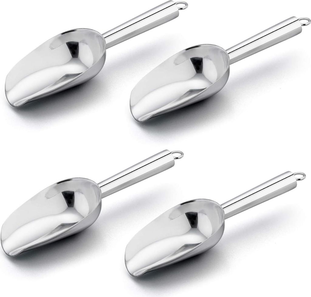 Mini-Schaufel, 85-ml-Küchenschaufeln aus Edelstahl, lebensmittelecht und rostfrei, leicht zu reinigen und spülmaschinenfest (4er-Pack)