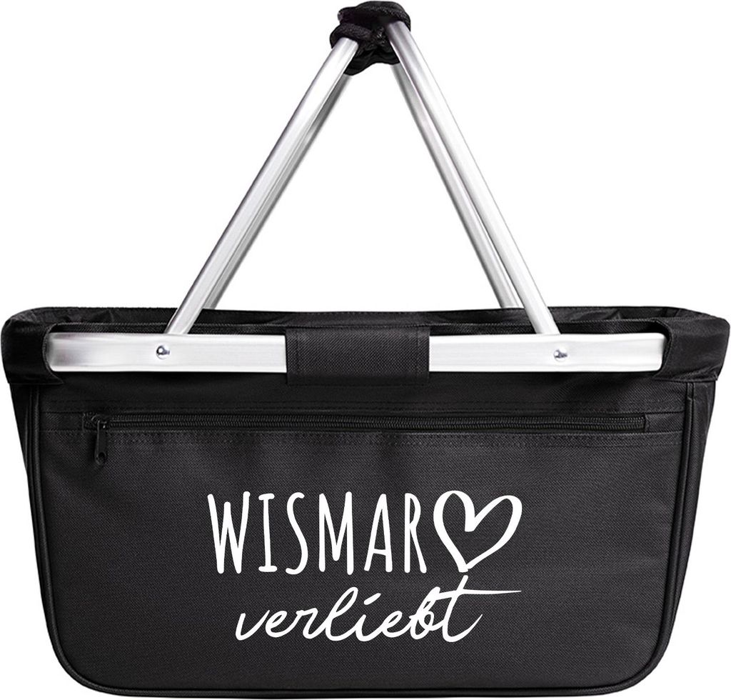 Huuraa Einkaufskorb Wismar verliebt 20 Liter Black faltbarer Tragekorb Geschenkidee